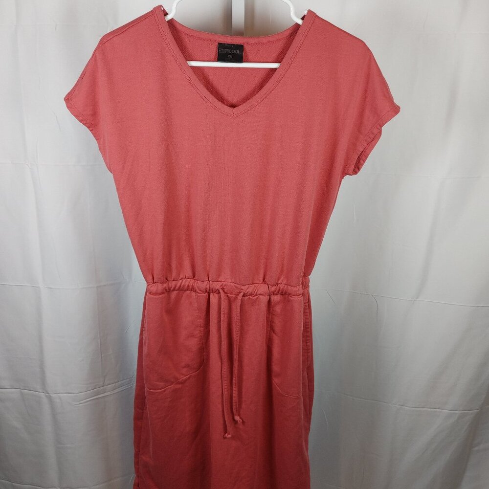 32 Degrees Cool Size XS Pink Soft Lux Dress Short Sleeve Ruched Waist Womens